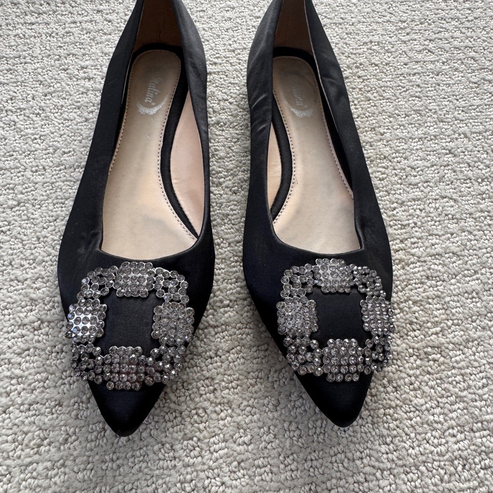Italina Black Flats with Decorative Buckle - Picture 3 of 5